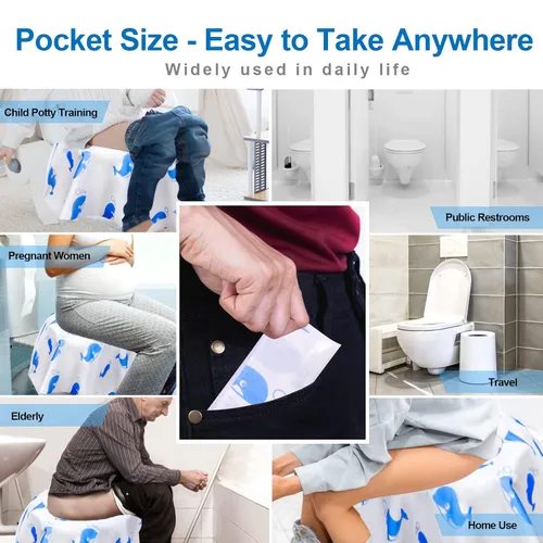 Miniatura 6 de Paquete de 20 fundas desechables para asiento de inodoro, fundas desechables extra grandes para adultos, forros de entrenamiento para ir al baño