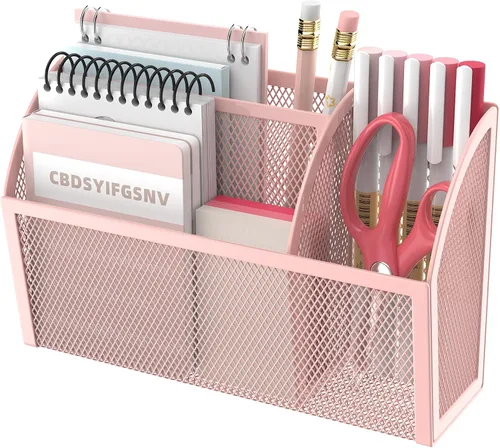 Miniatura 12 de DALTACK Soporte magnético para lápices, estante de malla de 3 rejillas para pizarra blanca, refrigerador y casillero, organizador para el hogar