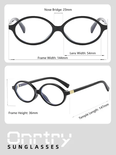 Miniatura 7 de Onrtry Lentes retro ovalados con bloqueo de luz azul para mujeres y hombres, anteojos falsos nerd redondos sin receta