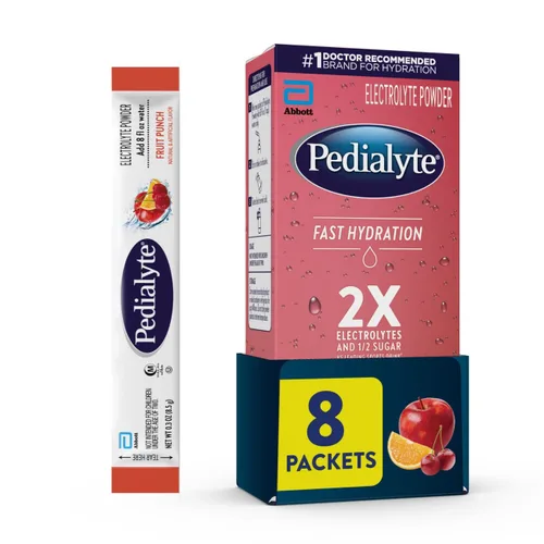Miniatura 7 de Pedialyte Paquetes de polvo de electrolitos de hidratación rápida, fresa, bebida de hidratación, 24 paquetes de polvo de una sola porción