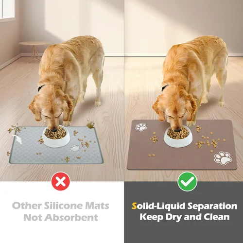 Miniatura 4 de Tapete de alimentación para mascotas, tapete absorbente para comida y agua, accesorios para perros, suministros para mascotas, cuenco de agua