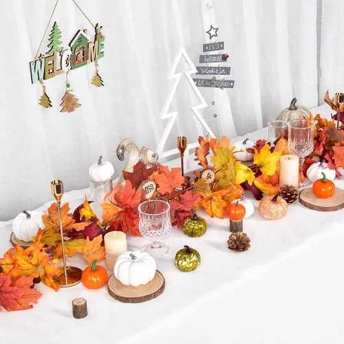 Miniatura 4 de DearHouse 4 piezas de hojas de arce de otoño, 5.9 pies/pieza, guirnalda de vid colgante artificial de otoño, follaje de otoño, decoración de Acción