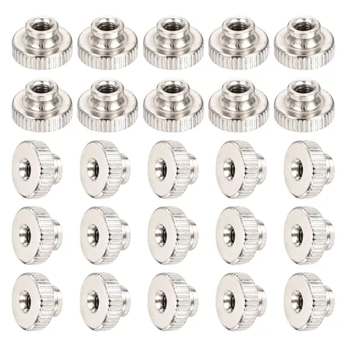 Miniatura 9 de uxcell Tuercas moleteadas, 10 piezas de perillas redondas de hierro M4x0.0.276 in para piezas de impresora 3D, tono plateado