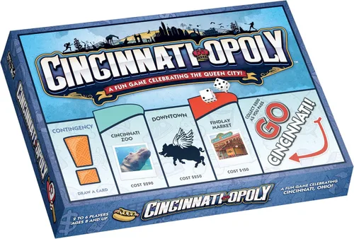 Late for The Sky Juego de mesa Cincinnati-Opoly: juego de estrategia familiar para 2 a 6 jugadores, lugares de interés urbano estilo opoli, opción