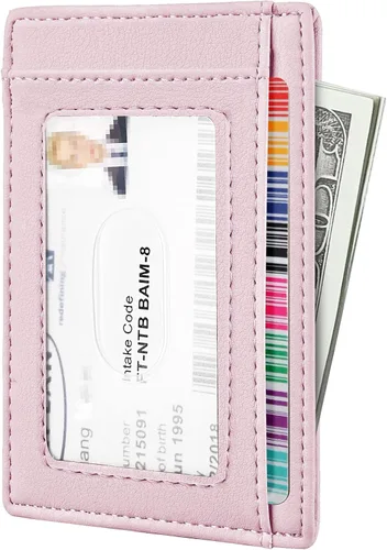 Miniatura 90 de Travelambo billetera mediana y minimalista de cuero para bolsillo frontal, con bloqueo de interferencia de radiofrecuencia