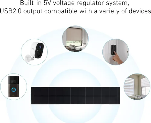Miniatura 6 de Panel solar USB de 5 V, cargador solar para persianas de ventanas, persianas enrollables, persianas motorizadas, puerto USB, panel solar de alta