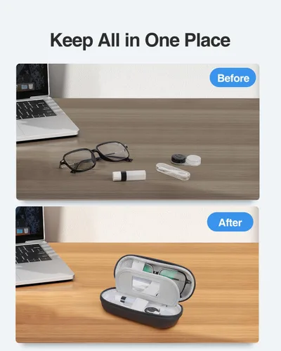 Miniatura 7 de Luxtude Estuche para Lentes de Contacto, Lindo Estuche para Gafas y Lentes de Contacto 2 en 1, Espejo Incorporado y Pinza y Botella de Solución