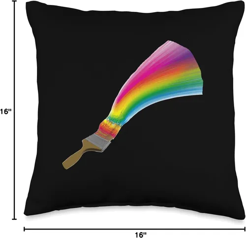 Miniatura 4 de Painter Art Designs Paintbrush Painting Rainbow Art - Almohada de 16 x 16 pulgadas, multicolor