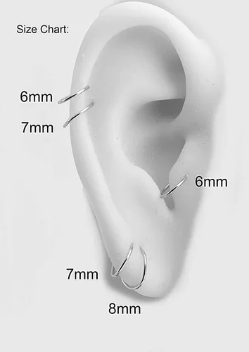 Miniatura 49 de Aretes de aro dorados y plateados para cartílago, nariz, tabique, oreja, hélix, tragus, joyería para mujer, hipoalergénicos, pequeños aros