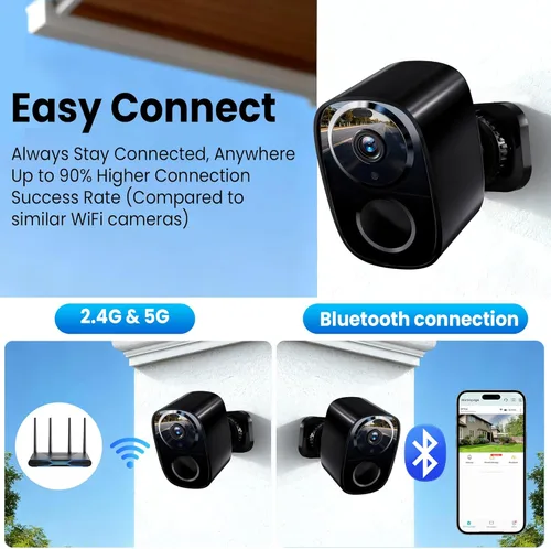 Miniatura 5 de realhide Cámaras de seguridad inalámbricas para exteriores, 2K alimentada por batería AI Detección de Movimiento Spotlight Sirena Alarma WiFi
