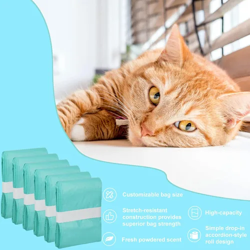 Miniatura 6 de 6 repuestos para revestimiento de arena para gatos, bolsas compatibles con cubo de campeón, verde, ligeramente perfumado
