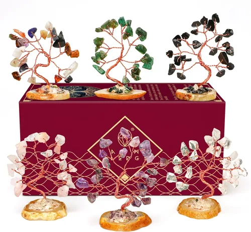 Miniatura 32 de Árbol de la vida de cristal de amatista curativos de chakras, árboles bonsái de Feng Shui para energía positiva, dinero, buena suerte, árbol