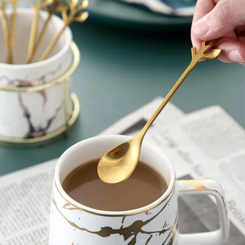 Miniatura 6 de Gold - Juego de 13 cucharas de cisne con cucharas y tenedores para café, té y mesa de postres