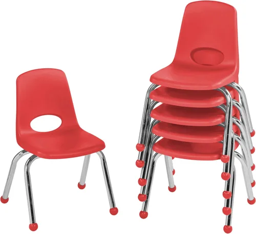 Miniatura 17 de FDP 16" Silla apilable escolar, silla de estudiante apilable con patas de acero cromado y ruedas; para aprendizaje en casa o en el aula - Gris claro
