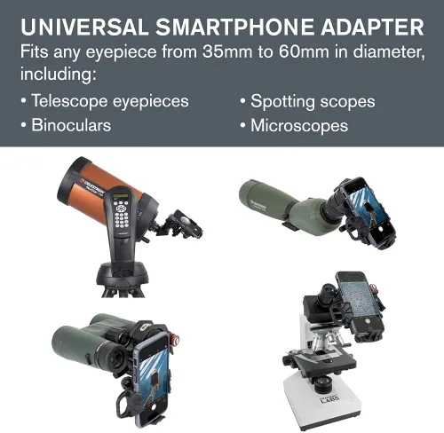 Miniatura 6 de Celestron 52238 C70 Mini Mak Spotting Scope, 25-75x, Negro y NexYZ Adaptador para teléfono inteligente de 3 ejes, negro