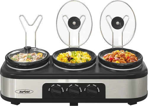 Miniatura 21 de Olla de cocción lenta programable 12 en 1 de 8 cuartos, multicocina calentador de alimentos con temporizador digital, control de temperatura, olla
