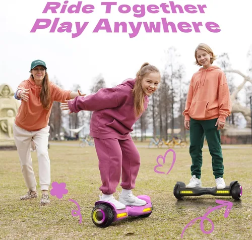 Miniatura 5 de Gyroor Scooter de equilibrio automático G13 todo terreno con luces LED, autoequilibrio todoterreno con Bluetooth para niños de 6 a 12 años y Rosa