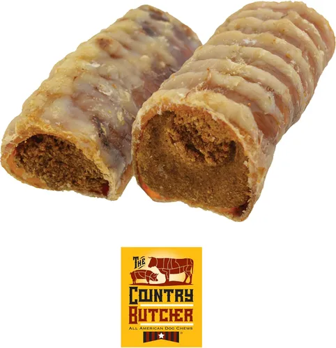 THE COUNTRY BUTCHER Golosinas rellenas de tráquea para perros, glucosamina y condroitina para la salud de las articulaciones, juguete masticable