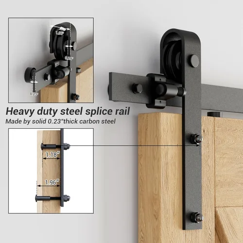 Miniatura 9 de CCJH Kit de herrajes para puerta de granero, pista deslizante de 4 pies, resistente para un solo panel de puerta de 24 pulgadas de ancho