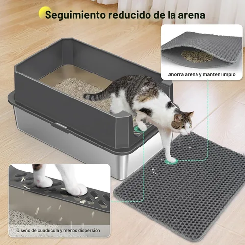 Miniatura 3 de Caja de arena de acero inoxidable, cajas de arena extra grandes para gatos grandes, caja de arena de metal extragrande para gatos con tapa, caja XL