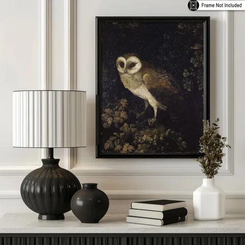 Miniatura 3 de Poster Master Póster vintage de búho – Impresión de pintura retro de búho – Arte Moody – Arte de pájaro – Gran regalo para hombres, mujeres, amantes