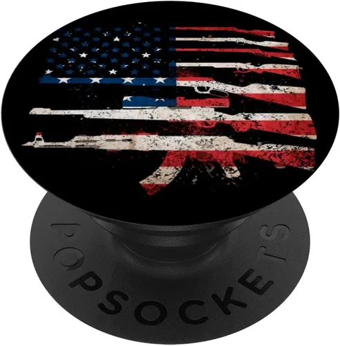 Bandera de Estados Unidos armas rifles 2A enmienda día del padre regalo – PopSockets agarre y soporte para teléfonos y tabletas