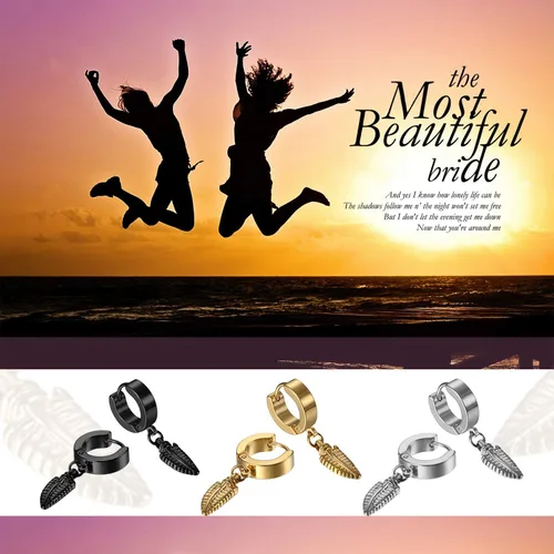 Miniatura 3 de Cupimatch Aretes con cruz de acero inoxidable, 3-6 pares, para hombre
