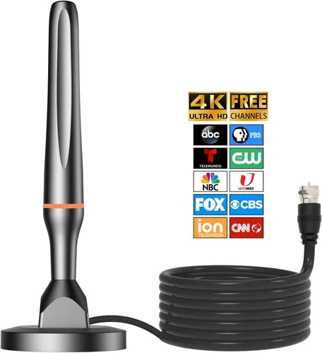 Antena de TV digital para Smart Tv Antena de TV interior para TV sin cable con base magnética fuerte, antena HDTV de recepción de 360° para
