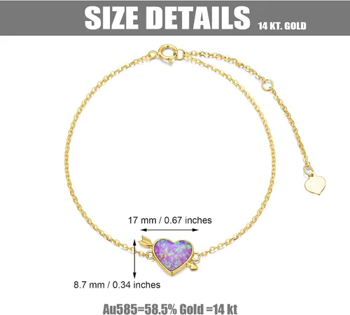 Miniatura 6 de WSX Solid 14k SunflowerHeart Charm Bracelet for Women Girls Charm Bracelets Gifts for Her Graduation Birthday Valentine