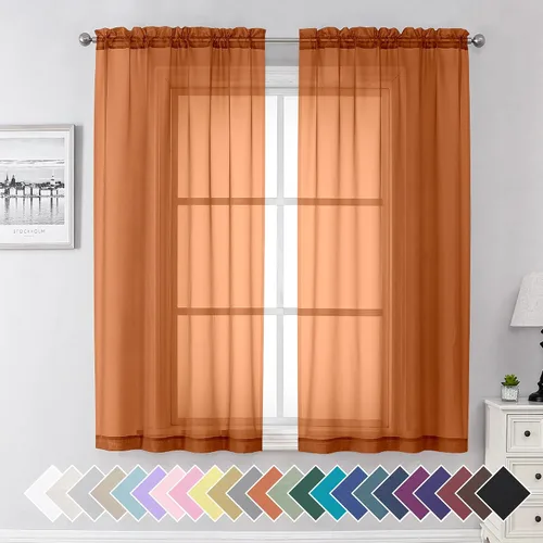 Miniatura 15 de Aiyufeng 2 paneles de cenefa transparente negra de 14 pulgadas de largo, cortinas cortas negras transparentes para dormitorio, cortinas de cocina