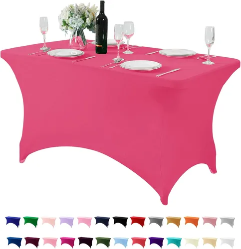 Miniatura 46 de Mantel de elastano para mesas de 4, 6 u 8 pies, mantel elástico universal ajustable para fiestas, banquetes, bodas y eventos - Verde manzana