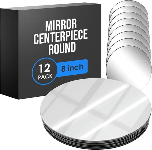 Miniatura 16 de Houseables Mirror Centerpieces for Tables, Round Mirrors for Centerpieces, Mirrored Trays, Round Table Plate Tray, Circle, Glass Charger, Wedding