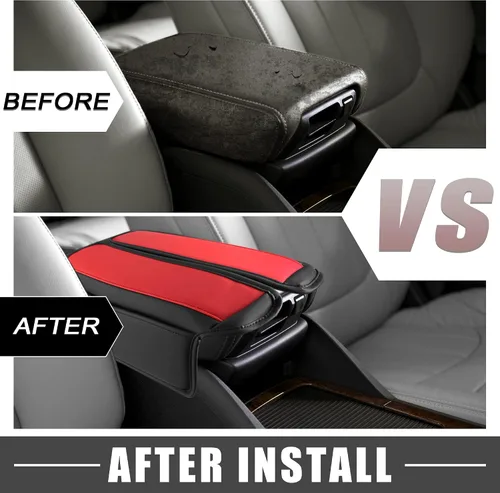 Miniatura 6 de Cojín para reposabrazos de consola central de automóvil, almohadilla suave, soporte negro y rojo para Nissan Rogue 2021 2022 2023 (paquete de 2)