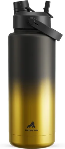 Miniatura 48 de POWCAN - Botella de agua térmica 2 en 1, sorbete y tapa con boquilla, antifugas, acero inoxidable sin BPA, apta portavasos automóvil, bebida fría 24