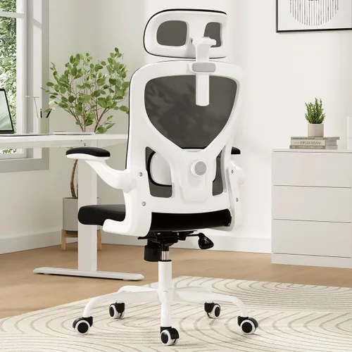 Miniatura 9 de Soohow Silla de oficina, ergonómica de malla de oficina con soporte de respaldo ajustable, cómoda silla giratoria de computadora con reposacabezas