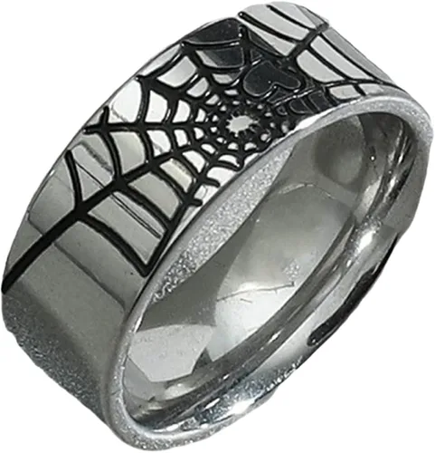 Jude Jewelers Anillo de boda de acero inoxidable de 0.315 in con patrón de telaraña para cóctel, fiesta, Halloween, vacaciones