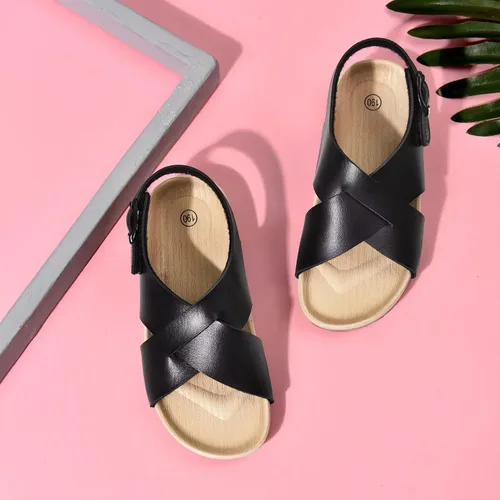 Miniatura 7 de Cubufly Sandalias para niños con tiras cruzadas y puntera abierta, zapatos de verano para uso en interiores y exteriores, para niños pequeños