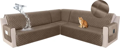 Miniatura 48 de HDCAXKJ Funda seccional de esquina impermeable para sofá de terciopelo en forma de L, fundas para sofá para mascotas, perros, suaves, resistentes