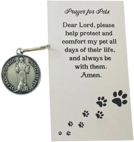 Westmon Works Medalla de San Francisco para collar de perro colgante a granel con tarjetas de oración para mascotas, paquete de 5