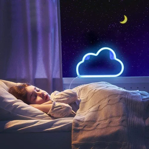 Miniatura 3 de luz de neón de nube, lindo cartel de nube de neón, batería o luz nocturna alimentada por USB como decoración de pared para habitación de niños
