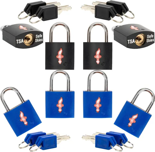 Miniatura 7 de Paquete de 8 candados TSA para maleta, candado de equipaje TSA para maletas, maletas y fundas de armas, cerradura de seguridad de latón macizo