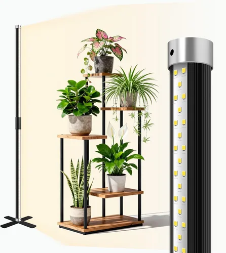 Miniatura 9 de SJZX - Luz de cultivo para plantas de interior, 40 LED de espectro completo con temporizador, luz de cultivo de alta PPFD, luz de cultivo vertical