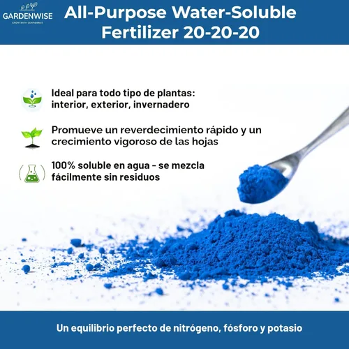 Miniatura 2 de Gardenwise Fertilizante Soluble en Agua 20-20-20 – Polvo para Alimento Líquido de Plantas para Plantas de Interior y Exterior, Orquídeas, Vegetales