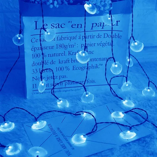 Miniatura 5 de Luces solares de estrella de mar, impermeables, de 15.7 pies, 20 luces LED de noche con estrellas de mar y océano, mar, mundo, luces de noche