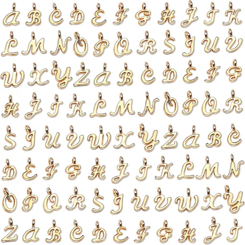 Miniatura 9 de SANNIX 156 piezas/6 juegos alfabeto ABC letras Charms Capital A-Z Charms DIY pulsera collar colgantes con 200 piezas abiertos Jump anillos