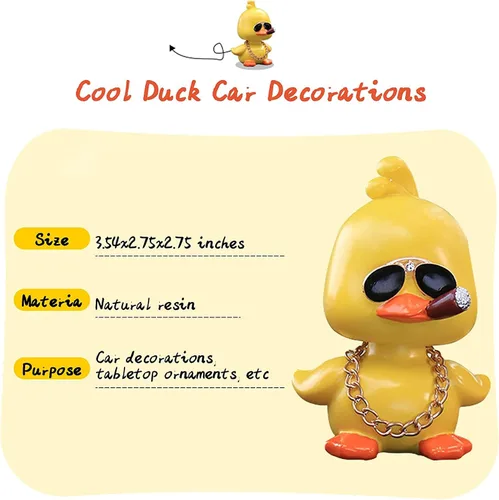 Miniatura 4 de wonuu Lindos adornos de pato amarillo para coche, decoraciones de tablero de instrumentos de coche, muñeca de cabeza sacudida De pie amarillo