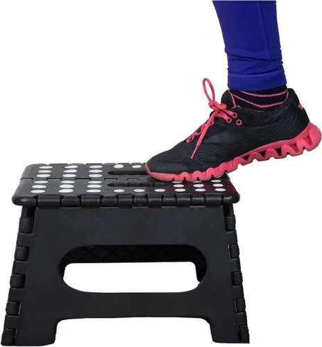 Miniatura 2 de Home Basics Taburete plegable grande de plástico con puntos antideslizantes, color negro
