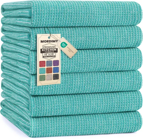 Miniatura 10 de Mordimy Paquete de 6 paños de cocina de alta calidad (18 x 28 pulgadas, negro), toalla de mano grande de algodón, paños planos y de rizo para secar