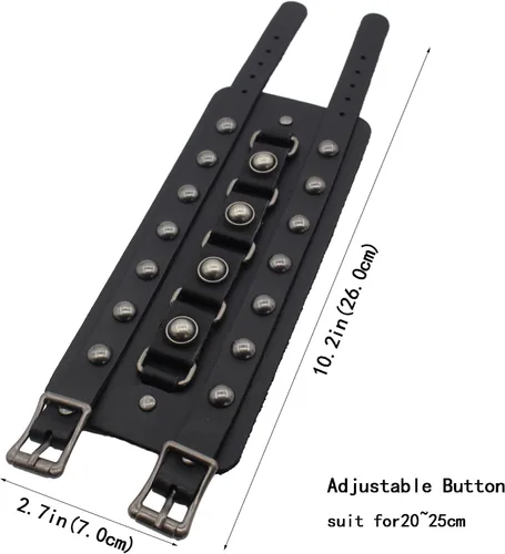Miniatura 5 de Scddboy Pulsera ancha de cuero gótico para hombre, estilo punk rock Biker