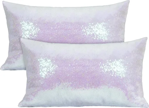Miniatura 30 de Poise3EHome Fundas de almohada decorativas de 18 x 18 pulgadas, color rosa fucsia con lentejuelas, para sofá, cama, sala de estar, Navidad